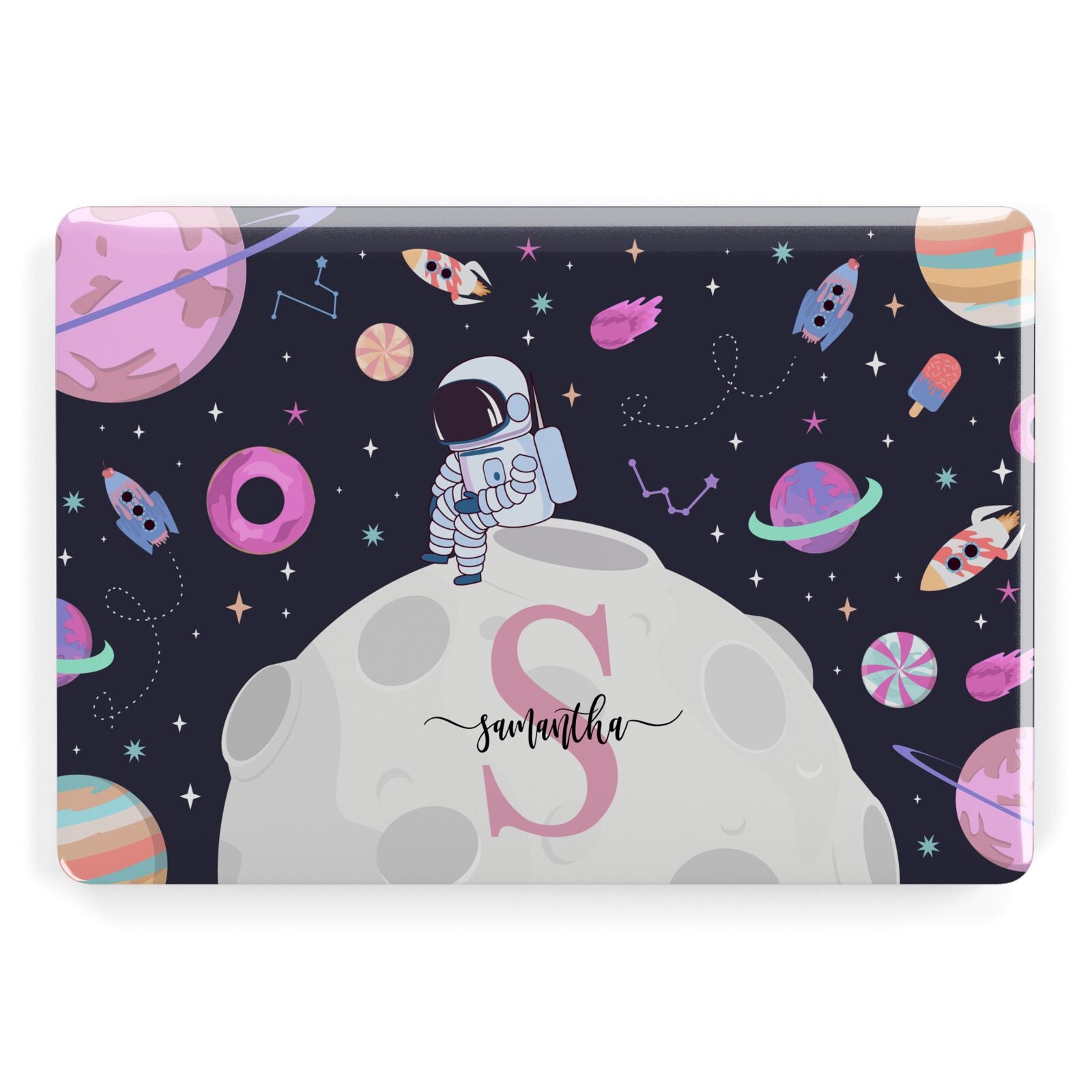 Astronaut in Candy Space with Name Apple MacBook Case