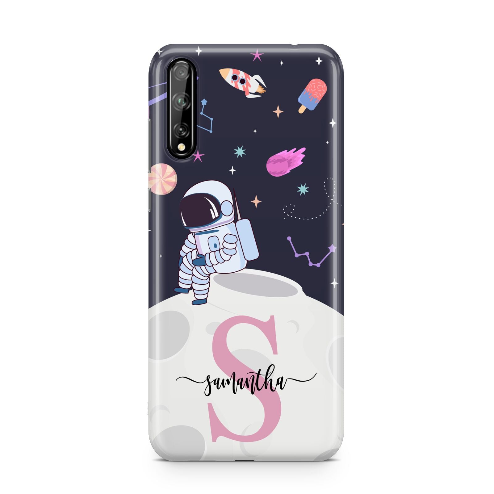 Astronaut in Candy Space with Name Huawei Enjoy 10s Phone Case