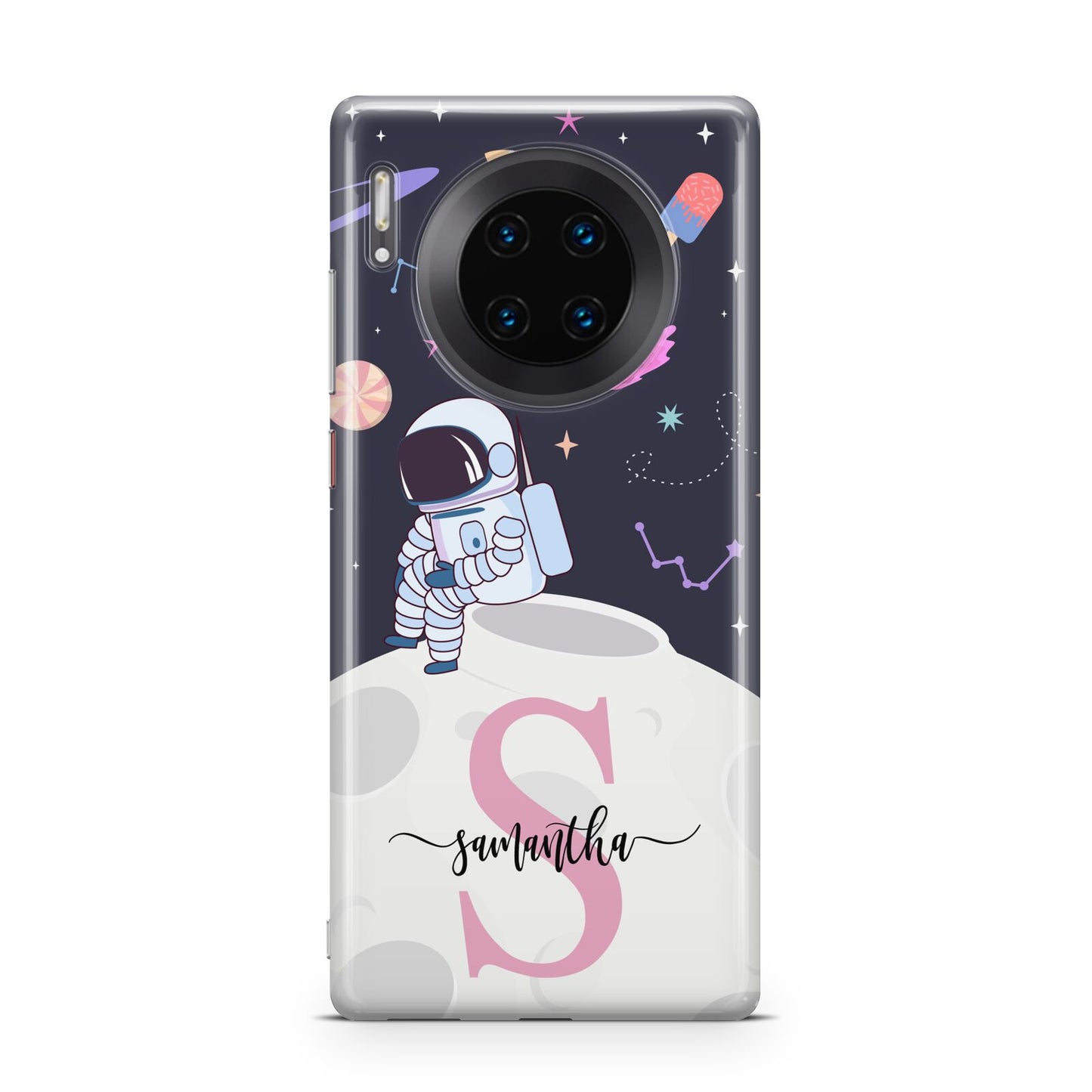 Astronaut in Candy Space with Name Huawei Mate 30 Pro Phone Case