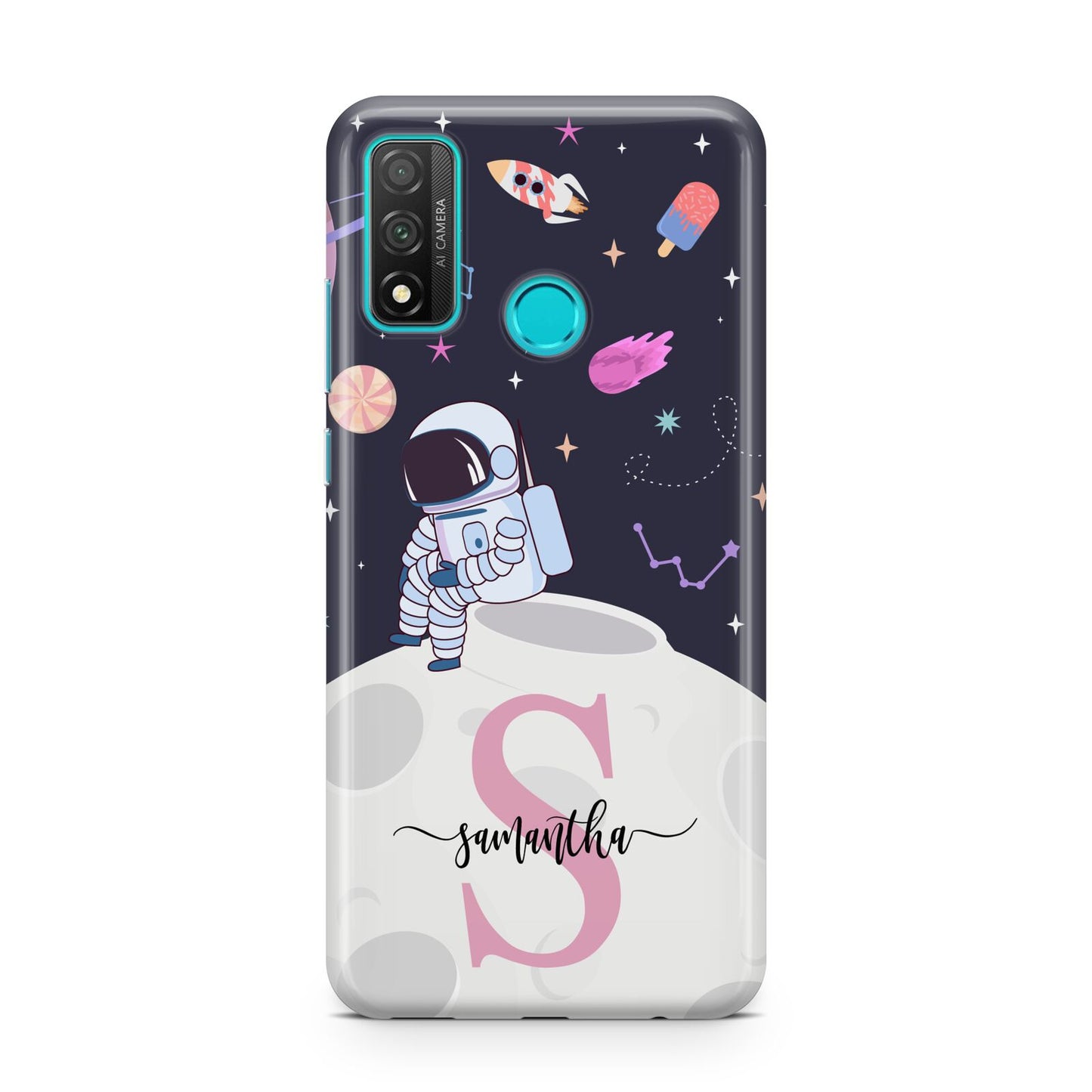 Astronaut in Candy Space with Name Huawei P Smart 2020