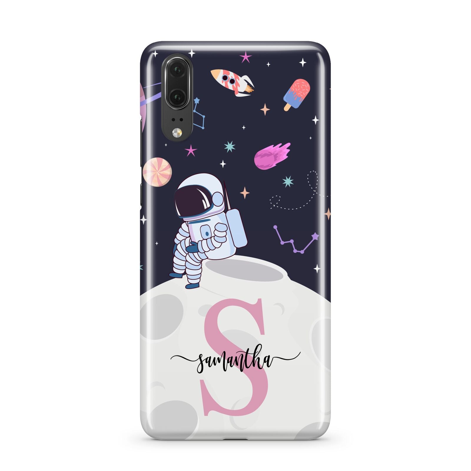 Astronaut in Candy Space with Name Huawei P20 Phone Case