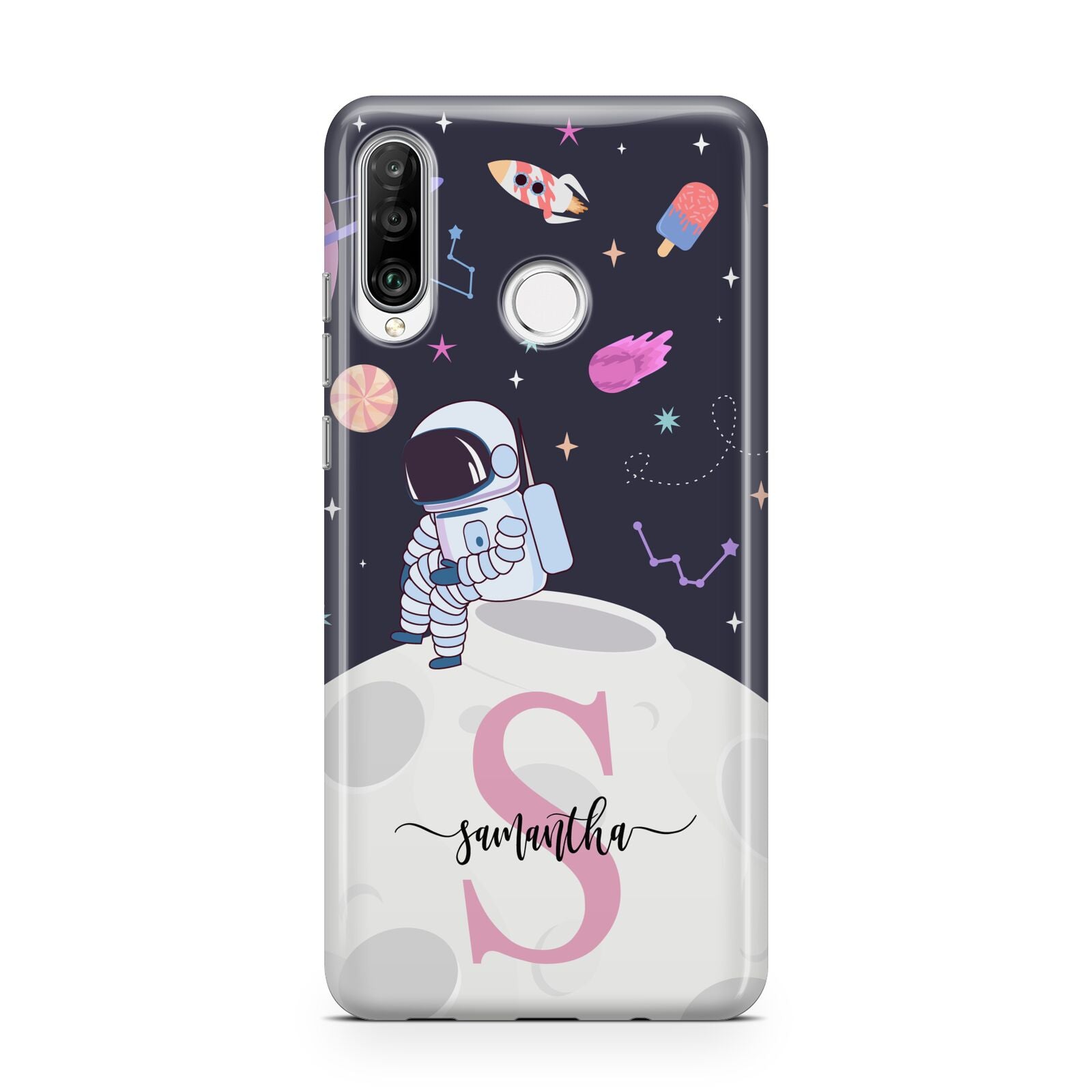 Astronaut in Candy Space with Name Huawei P30 Lite Phone Case