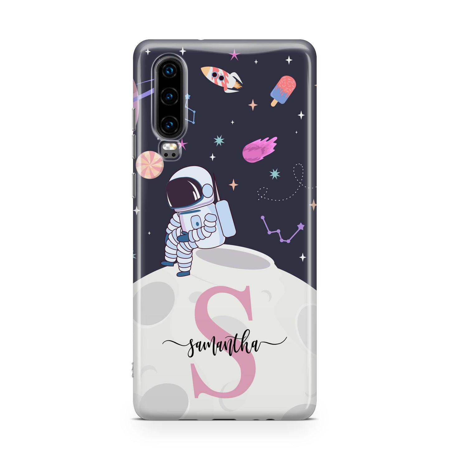 Astronaut in Candy Space with Name Huawei P30 Phone Case