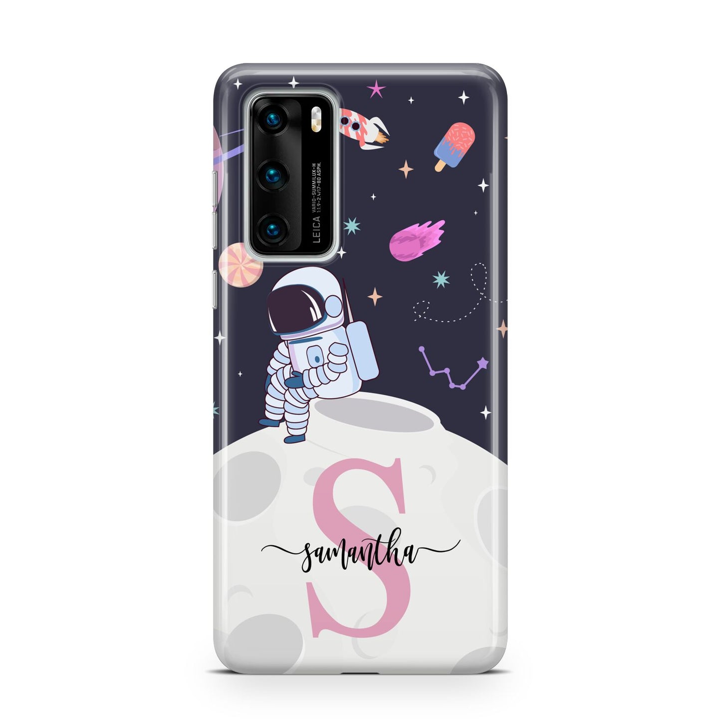 Astronaut in Candy Space with Name Huawei P40 Phone Case