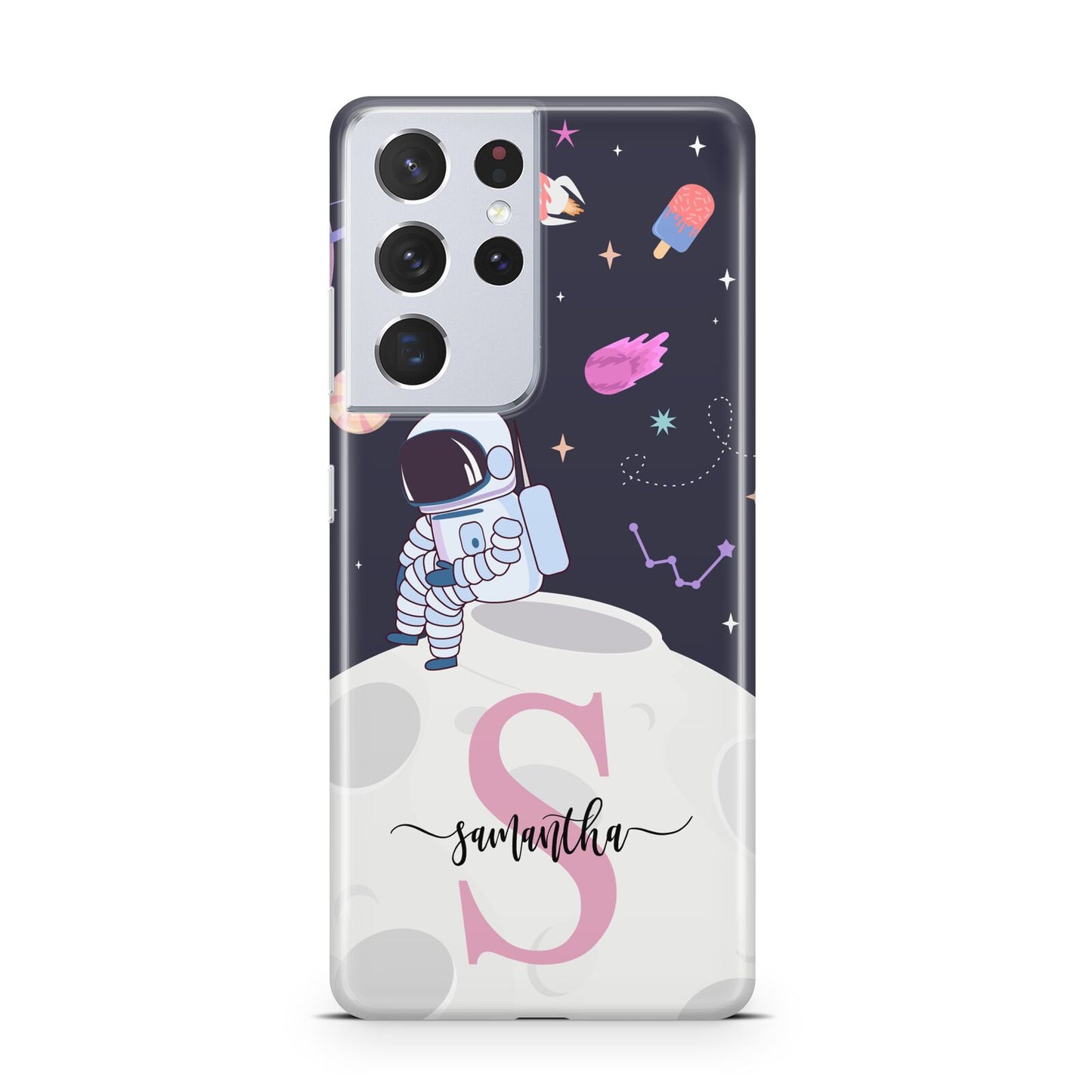 Astronaut in Candy Space with Name Samsung S21 Ultra Case