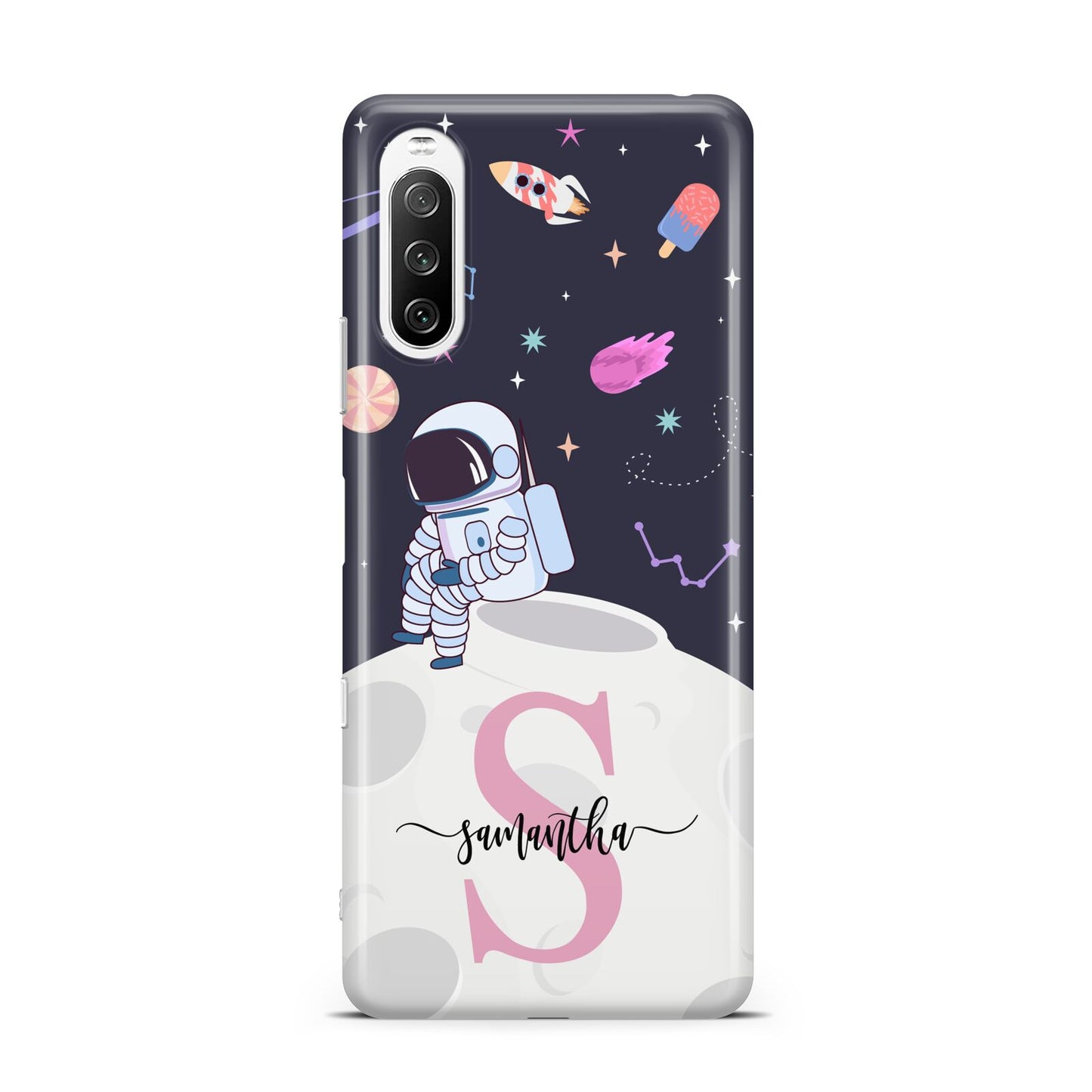 Astronaut in Candy Space with Name Sony Xperia 10 III Case