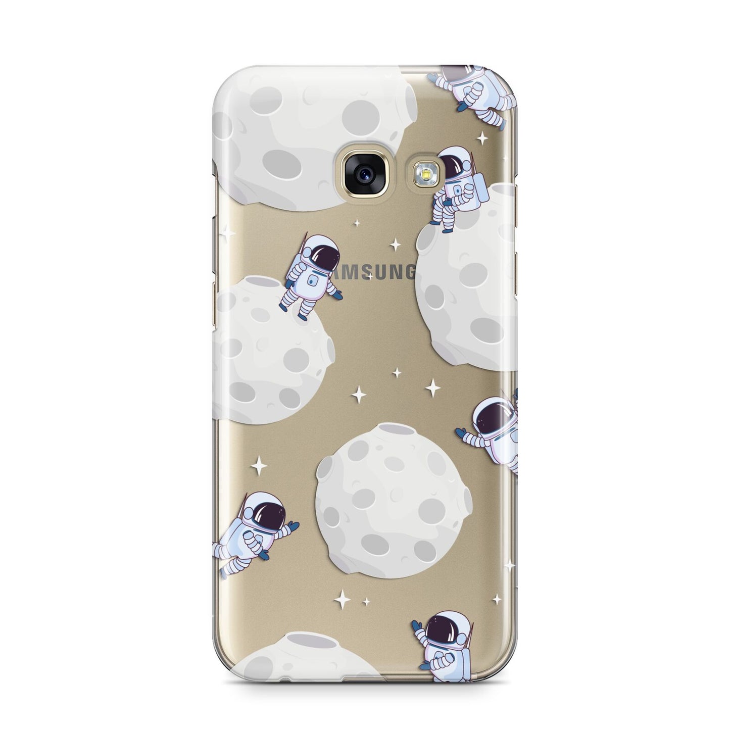 Astronauts and Asteroids Samsung Galaxy A3 2017 Case on gold phone