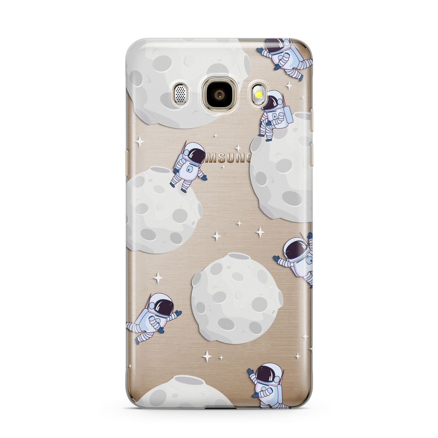 Astronauts and Asteroids Samsung Galaxy J7 2016 Case on gold phone