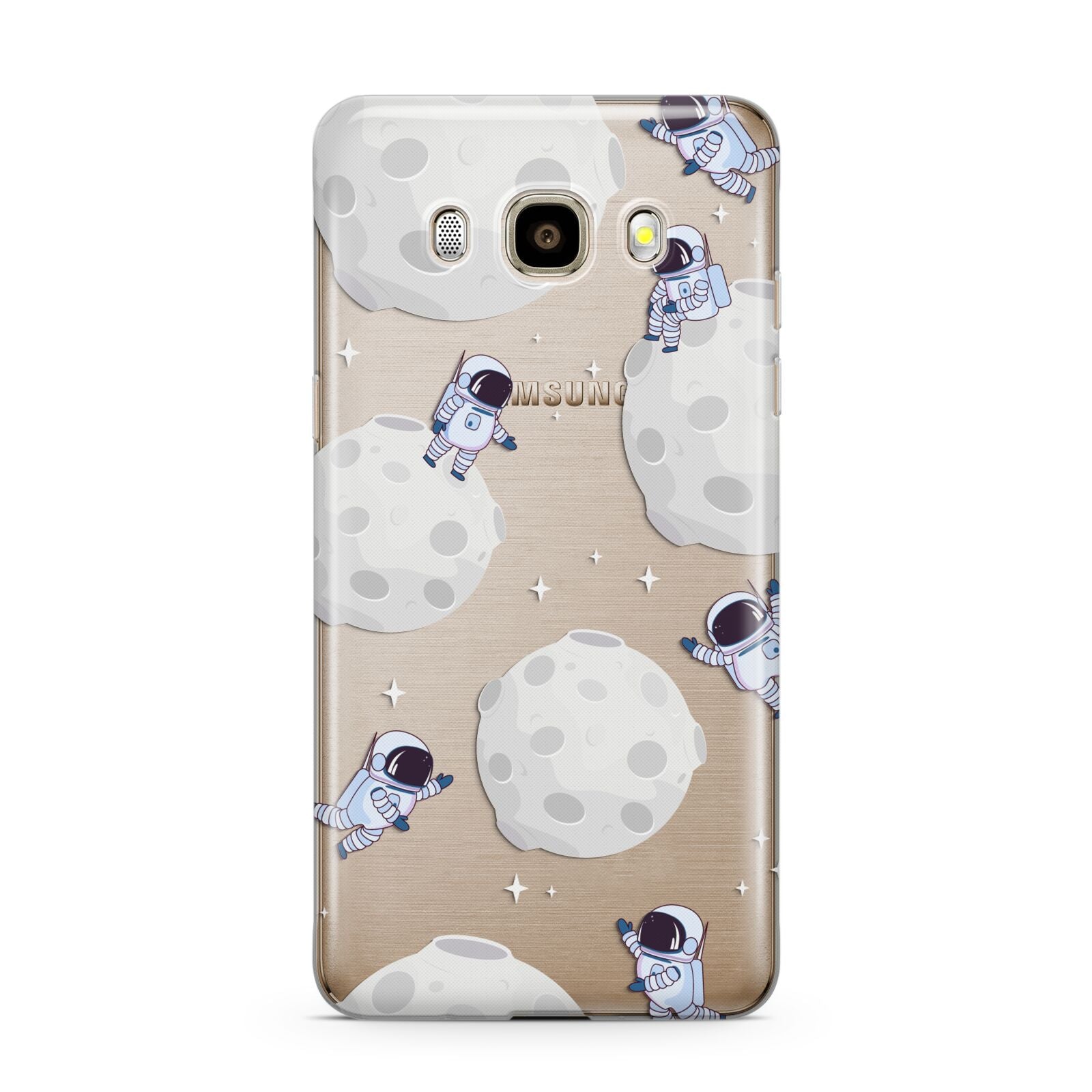 Astronauts and Asteroids Samsung Galaxy J7 2016 Case on gold phone