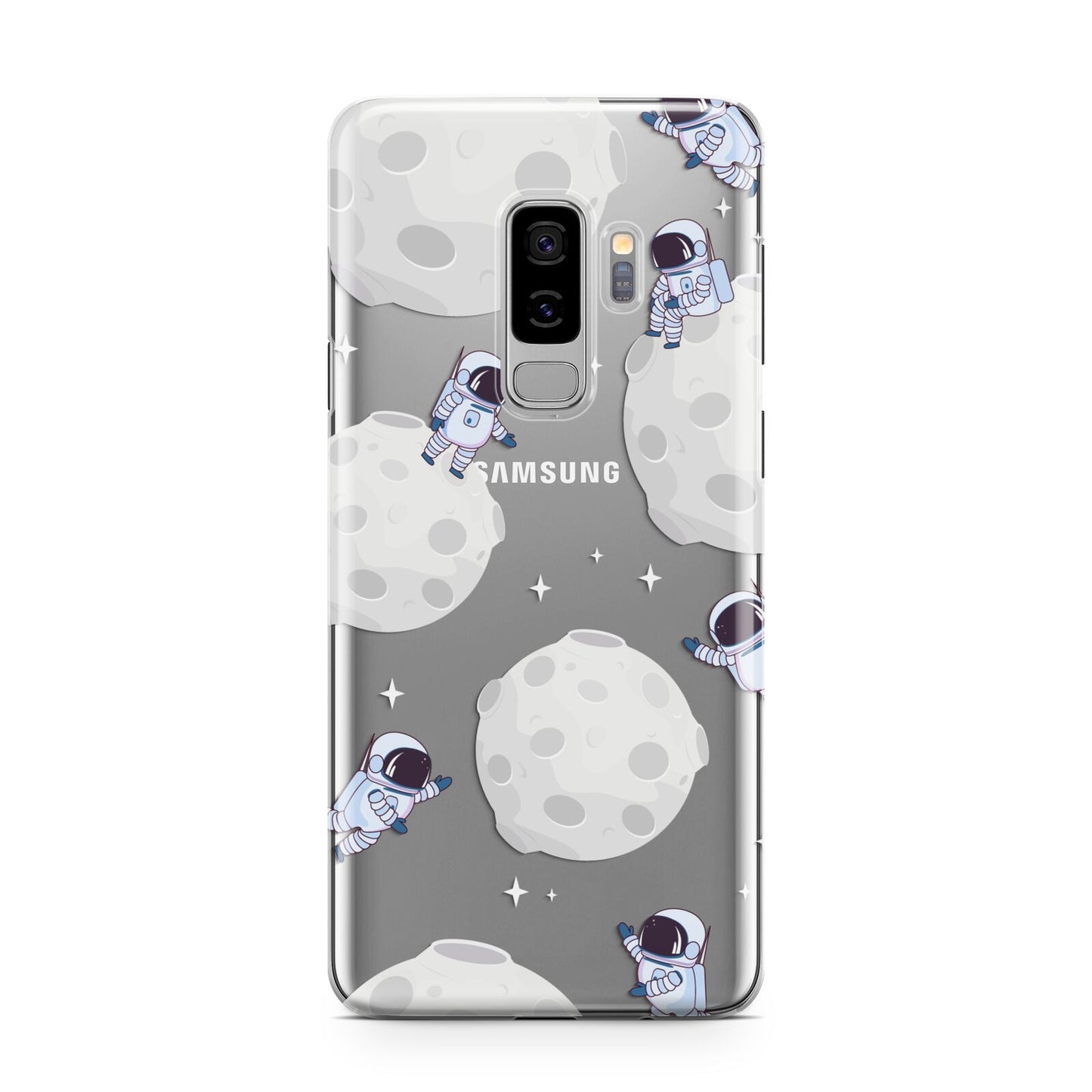 Astronauts and Asteroids Samsung Galaxy S9 Plus Case on Silver phone