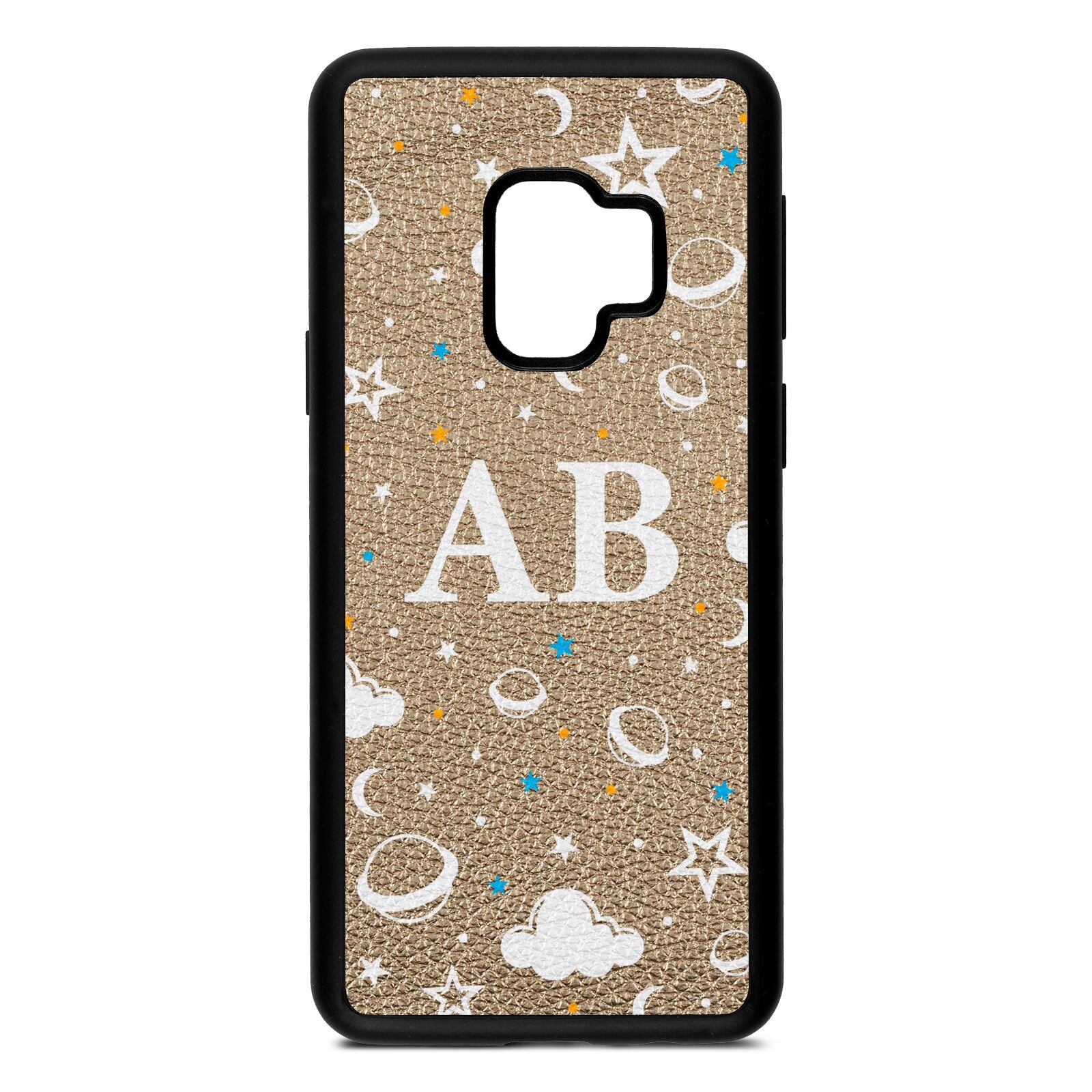 Astronomical Initials Gold Pebble Leather Samsung S9 Case