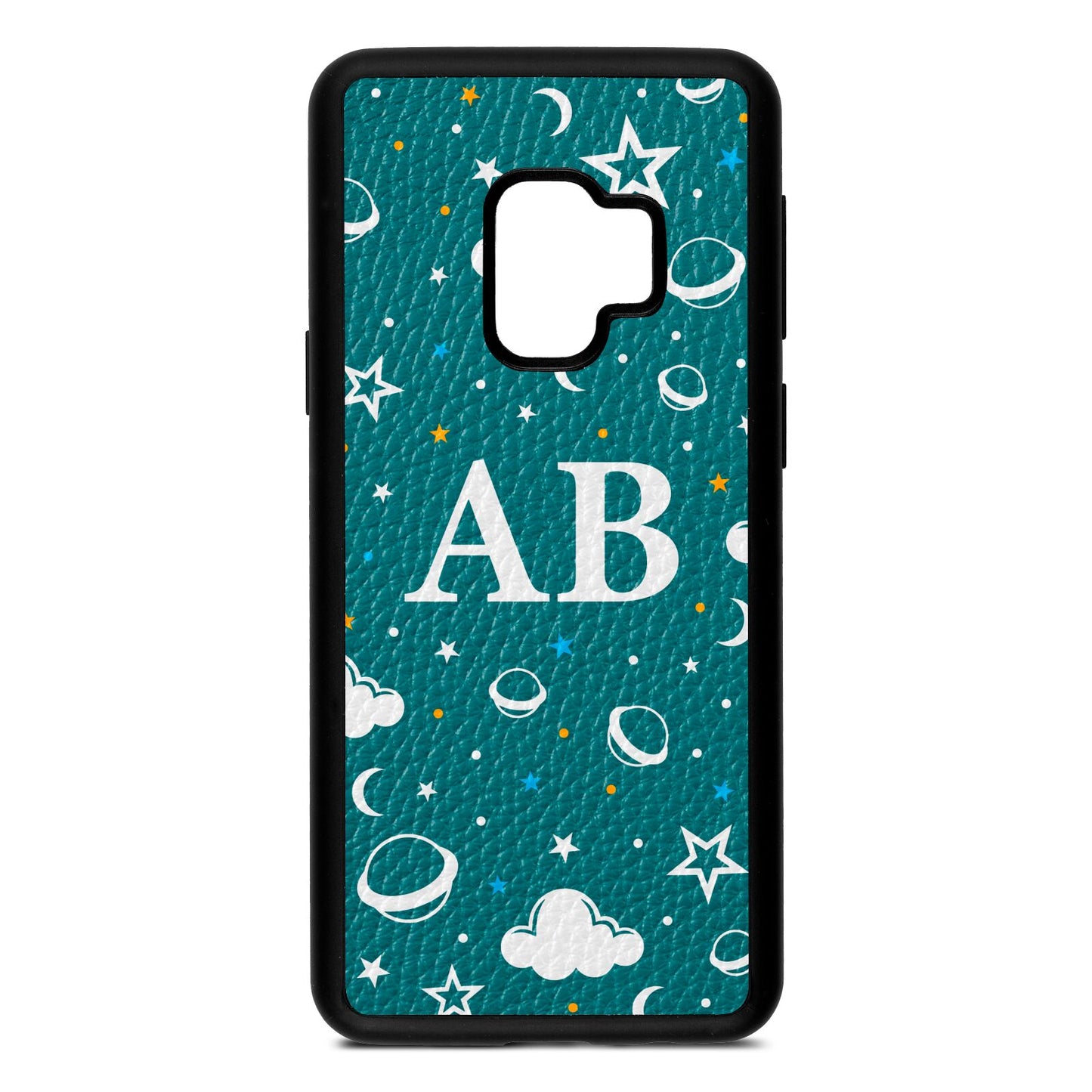 Astronomical Initials Green Pebble Leather Samsung S9 Case