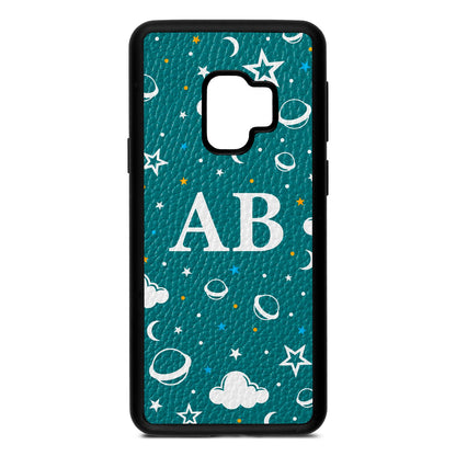 Astronomical Initials Green Pebble Leather Samsung S9 Case