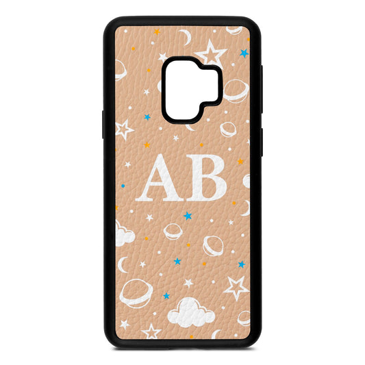 Astronomical Initials Nude Pebble Leather Samsung S9 Case