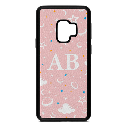 Astronomical Initials Pink Pebble Leather Samsung S9 Case