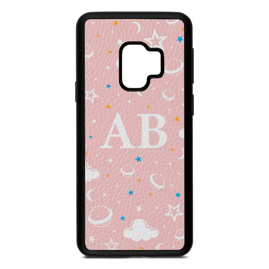 Astronomical Initials Pink Pebble Leather Samsung S9 Case