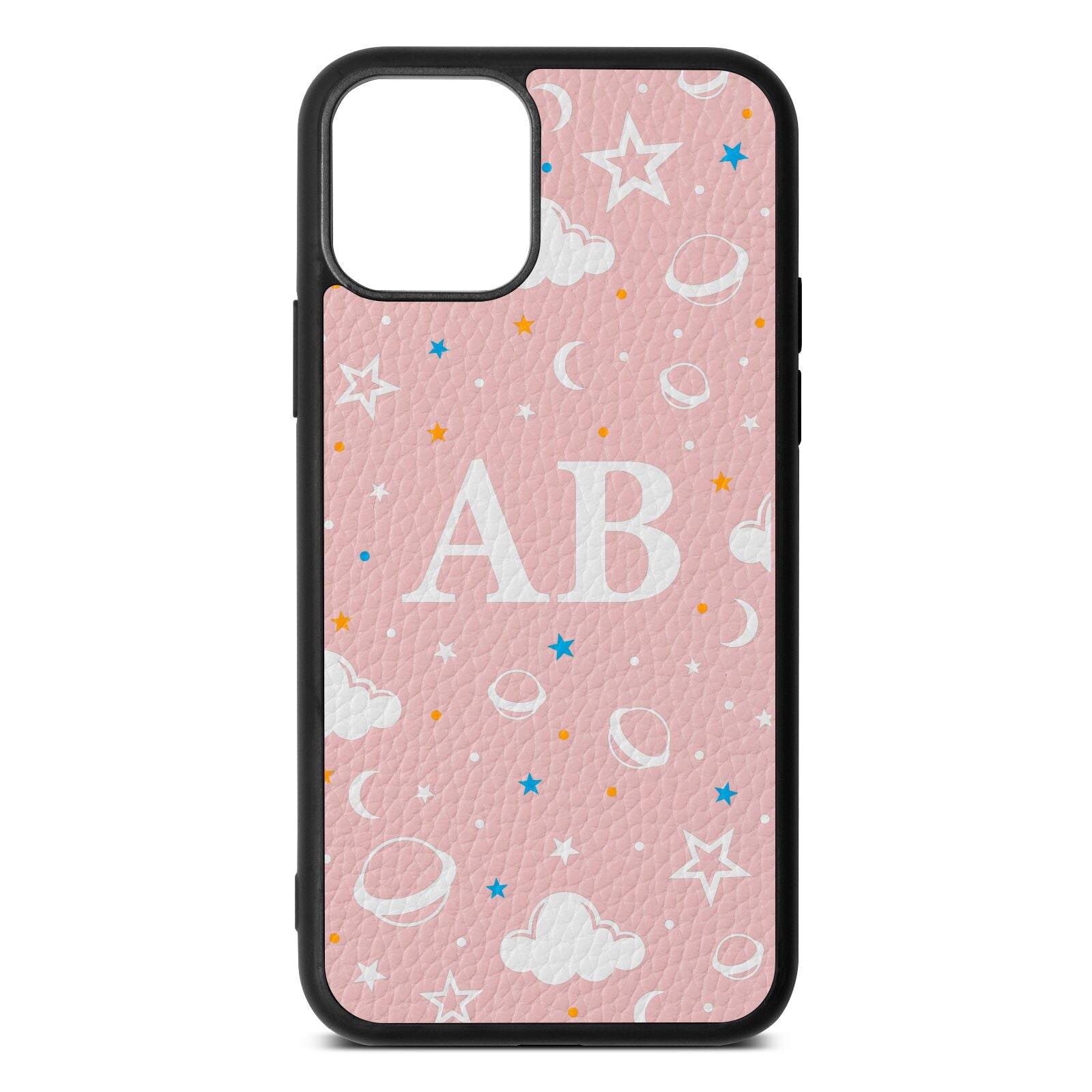 Astronomical Initials Pink Pebble Leather iPhone 11 Case