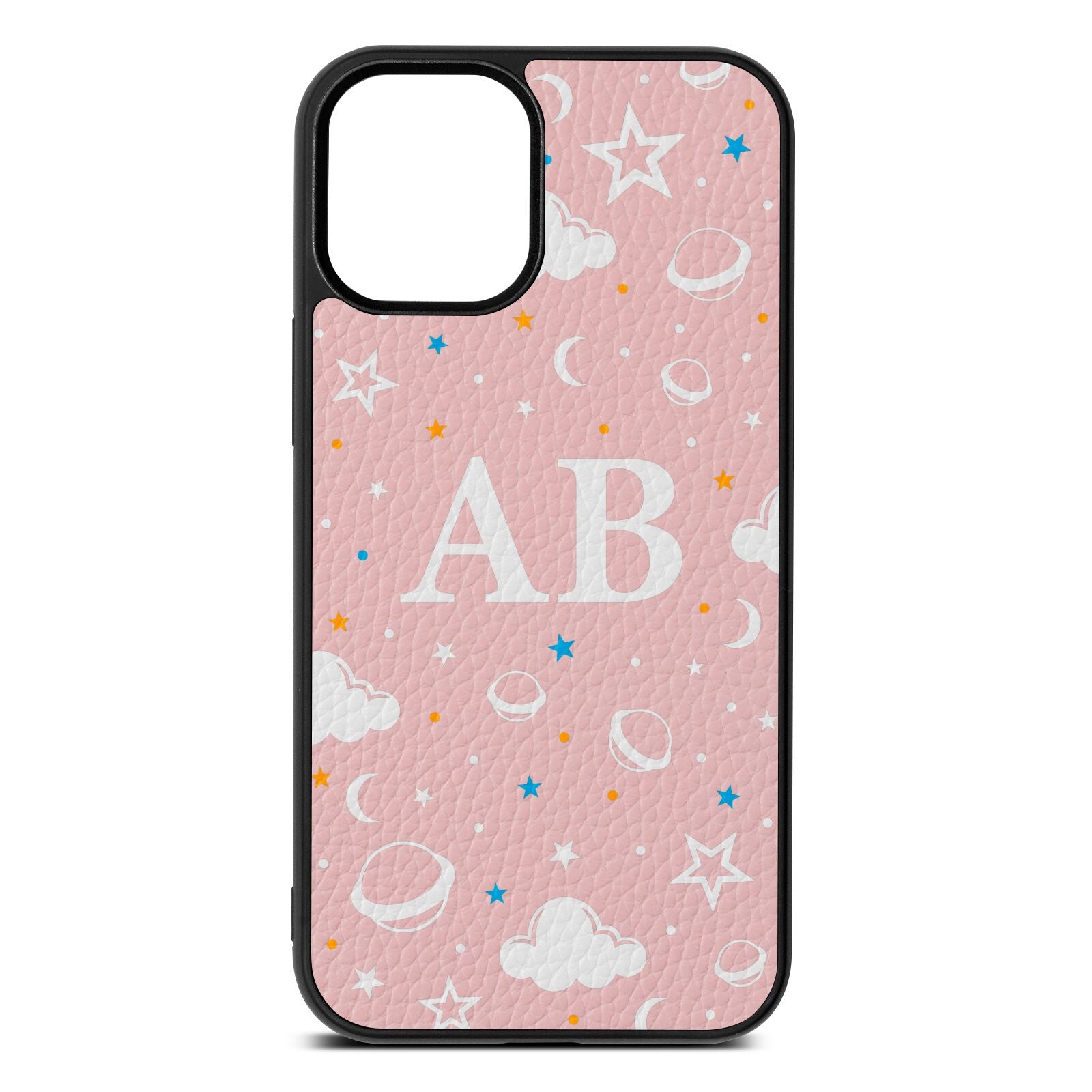 Astronomical Initials Pink Pebble Leather iPhone 12 Mini Case