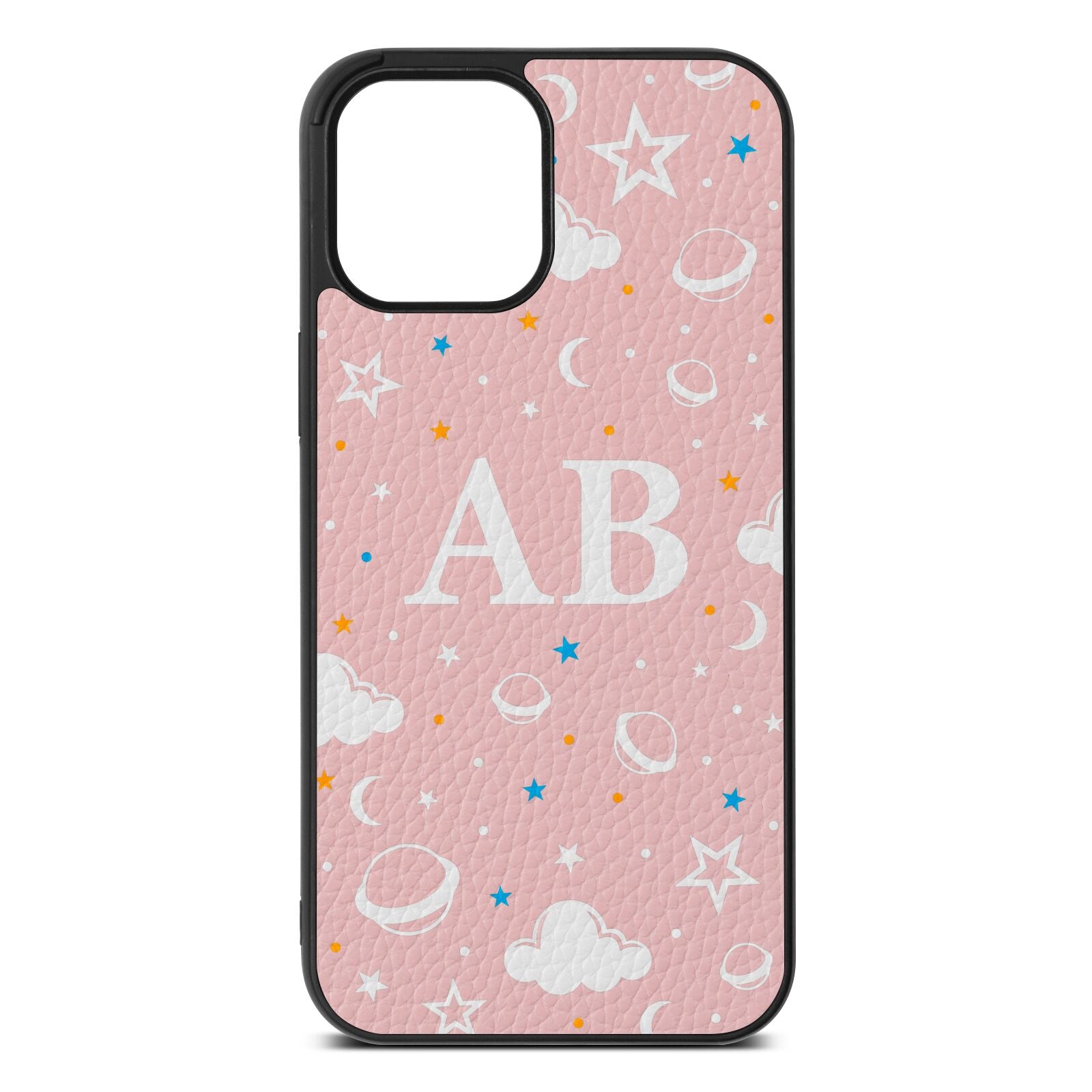 Astronomical Initials Pink Pebble Leather iPhone 12 Pro Max Case