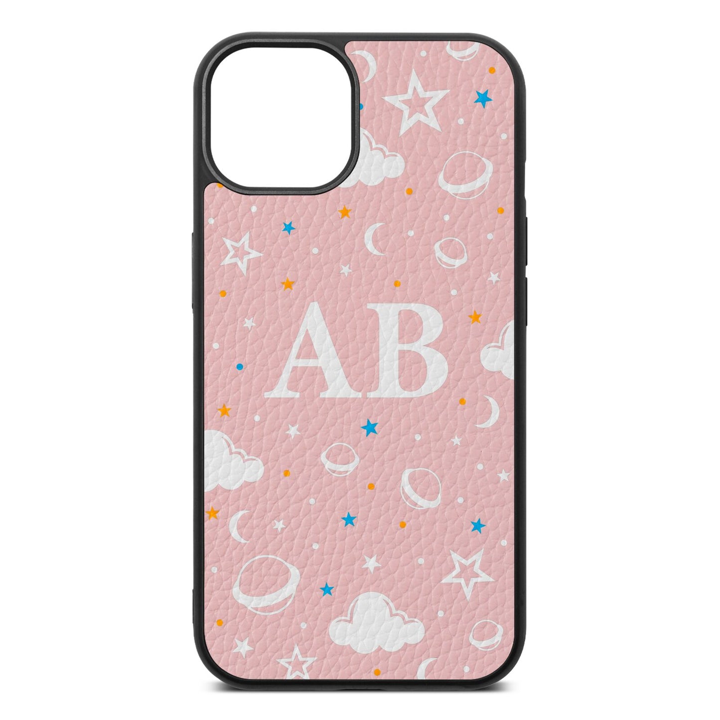 Astronomical Initials Pink Pebble Leather iPhone 13 Case