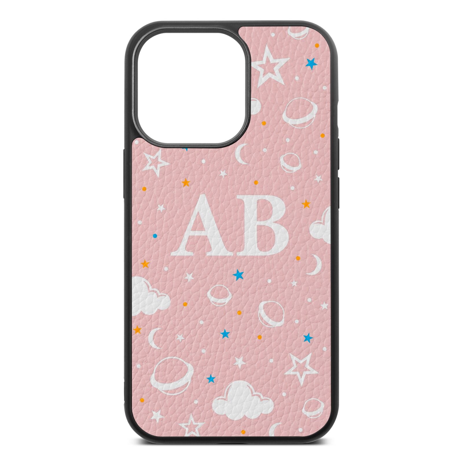 Astronomical Initials Pink Pebble Leather iPhone 13 Pro Case