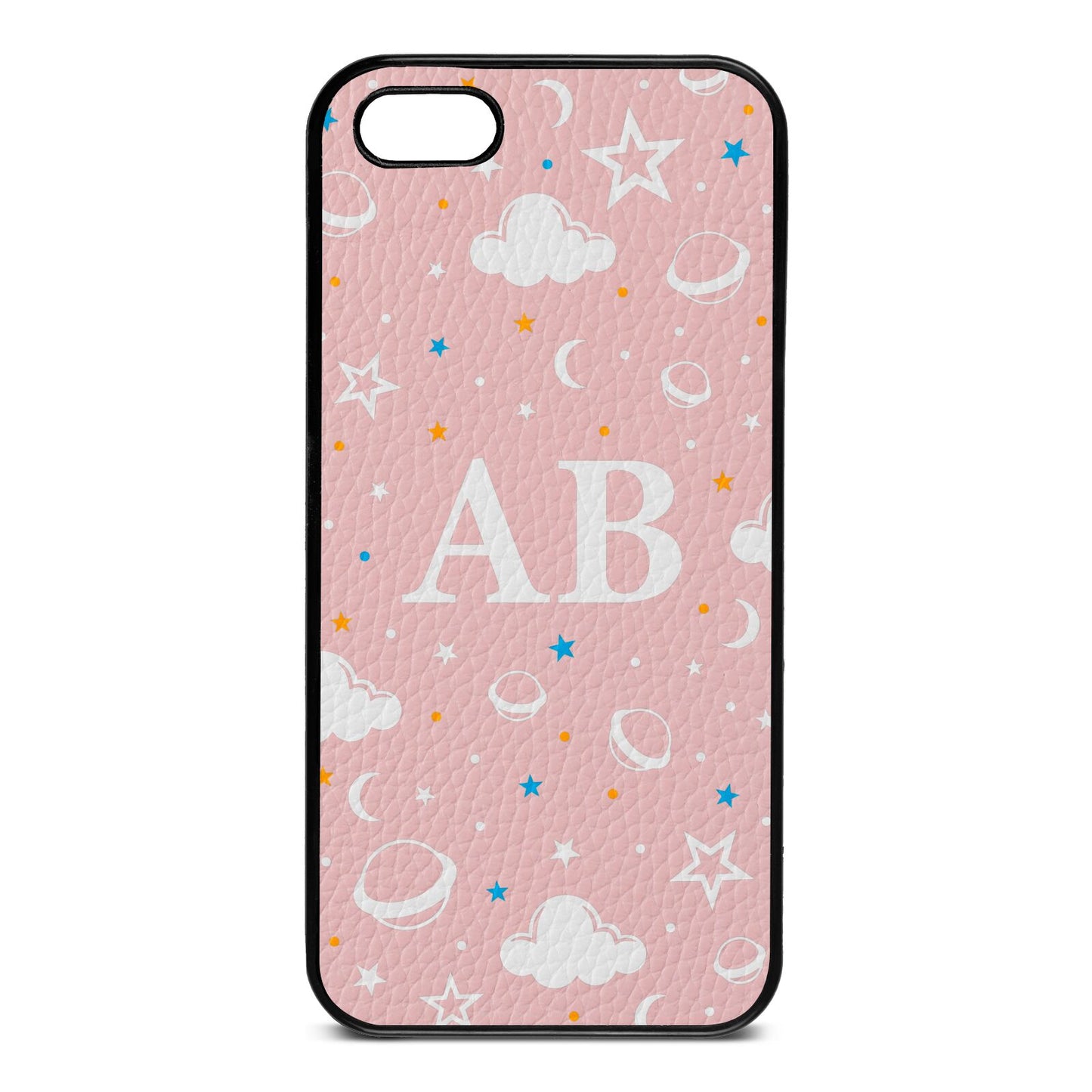 Astronomical Initials Pink Pebble Leather iPhone 5 Case