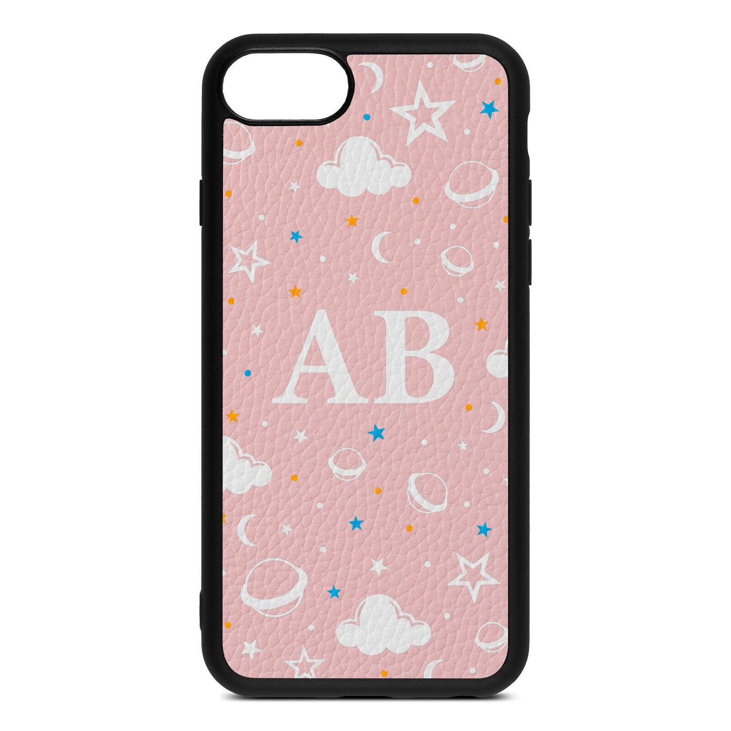 Astronomical Initials Pink Pebble Leather iPhone 8 Case