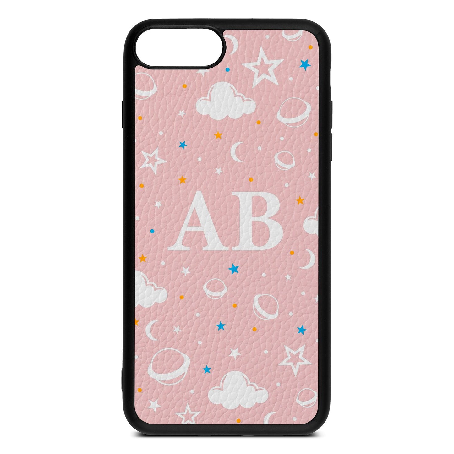 Astronomical Initials Pink Pebble Leather iPhone 8 Plus Case