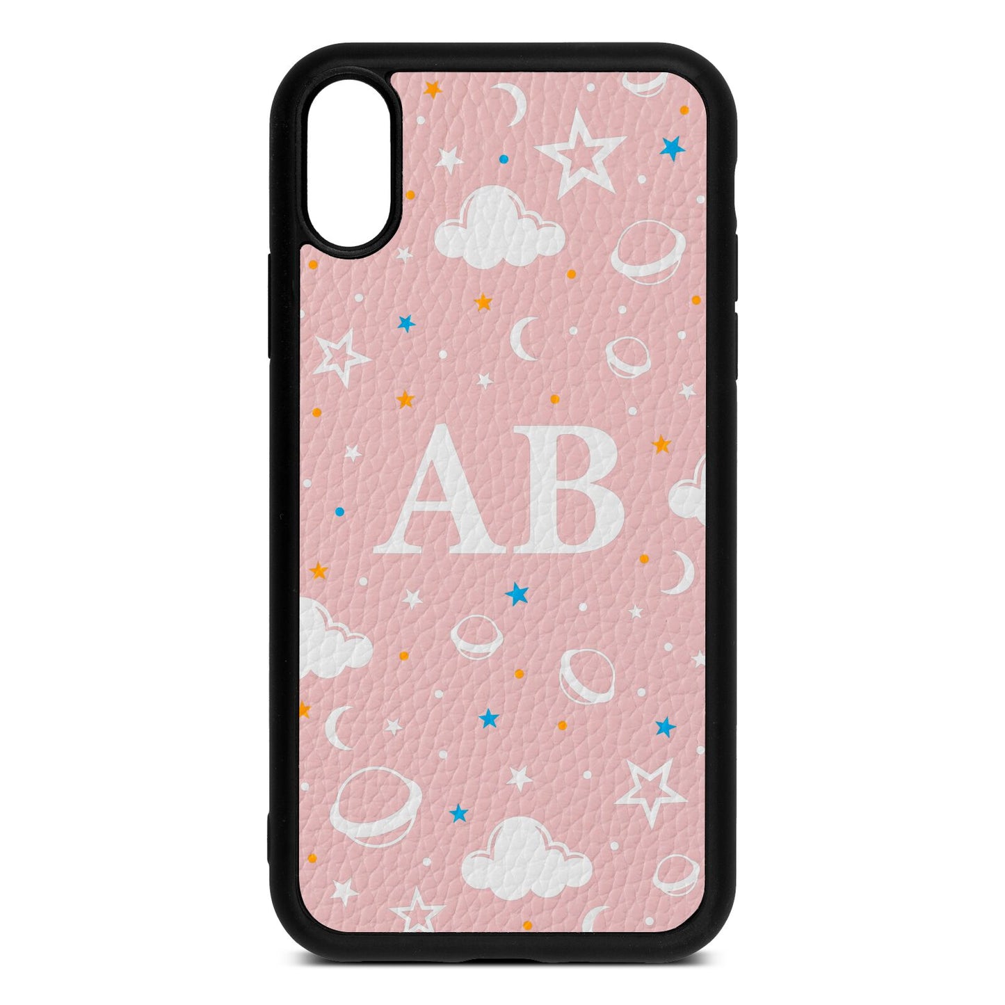 Astronomical Initials Pink Pebble Leather iPhone Xr Case