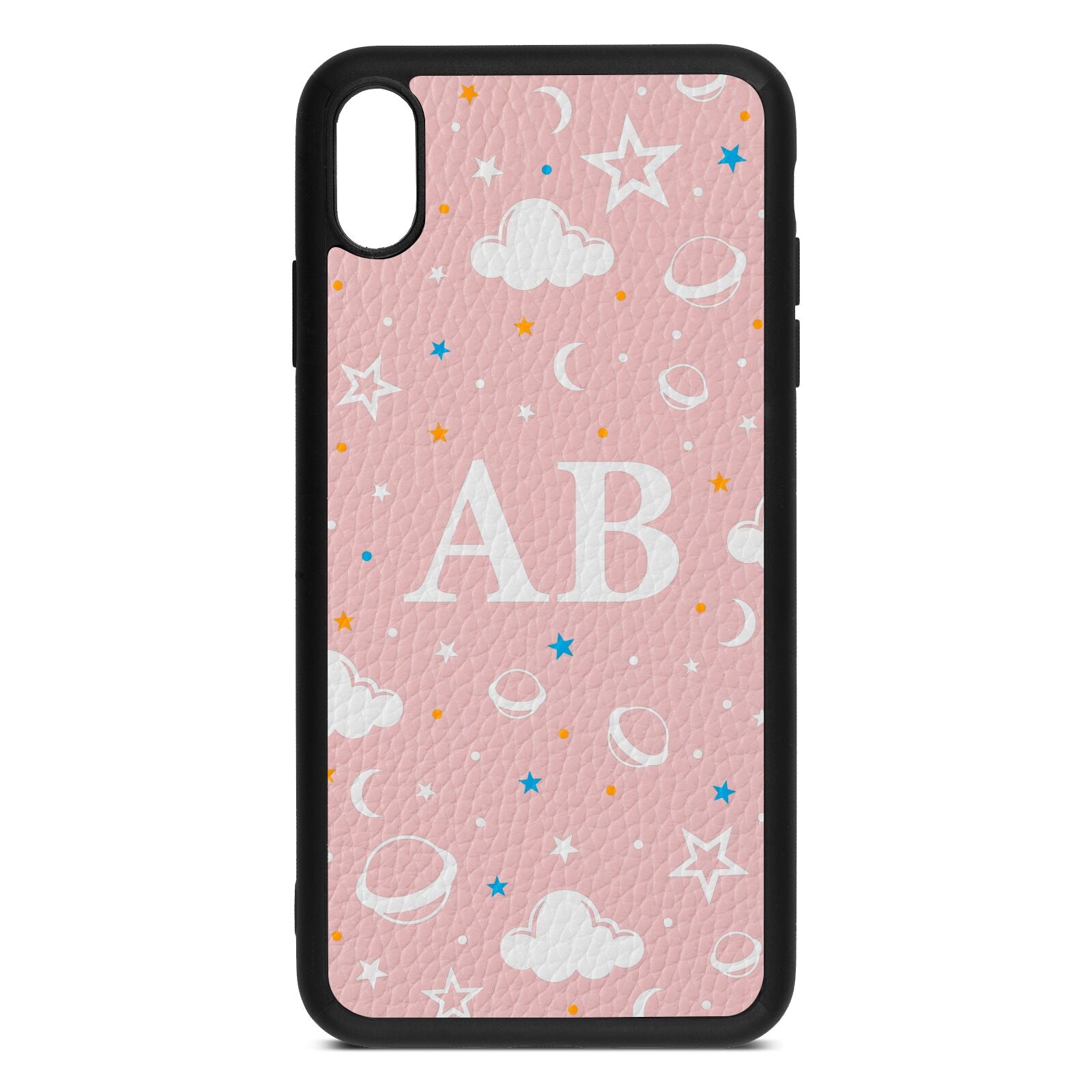 Astronomical Initials Pink Pebble Leather iPhone Xs Max Case