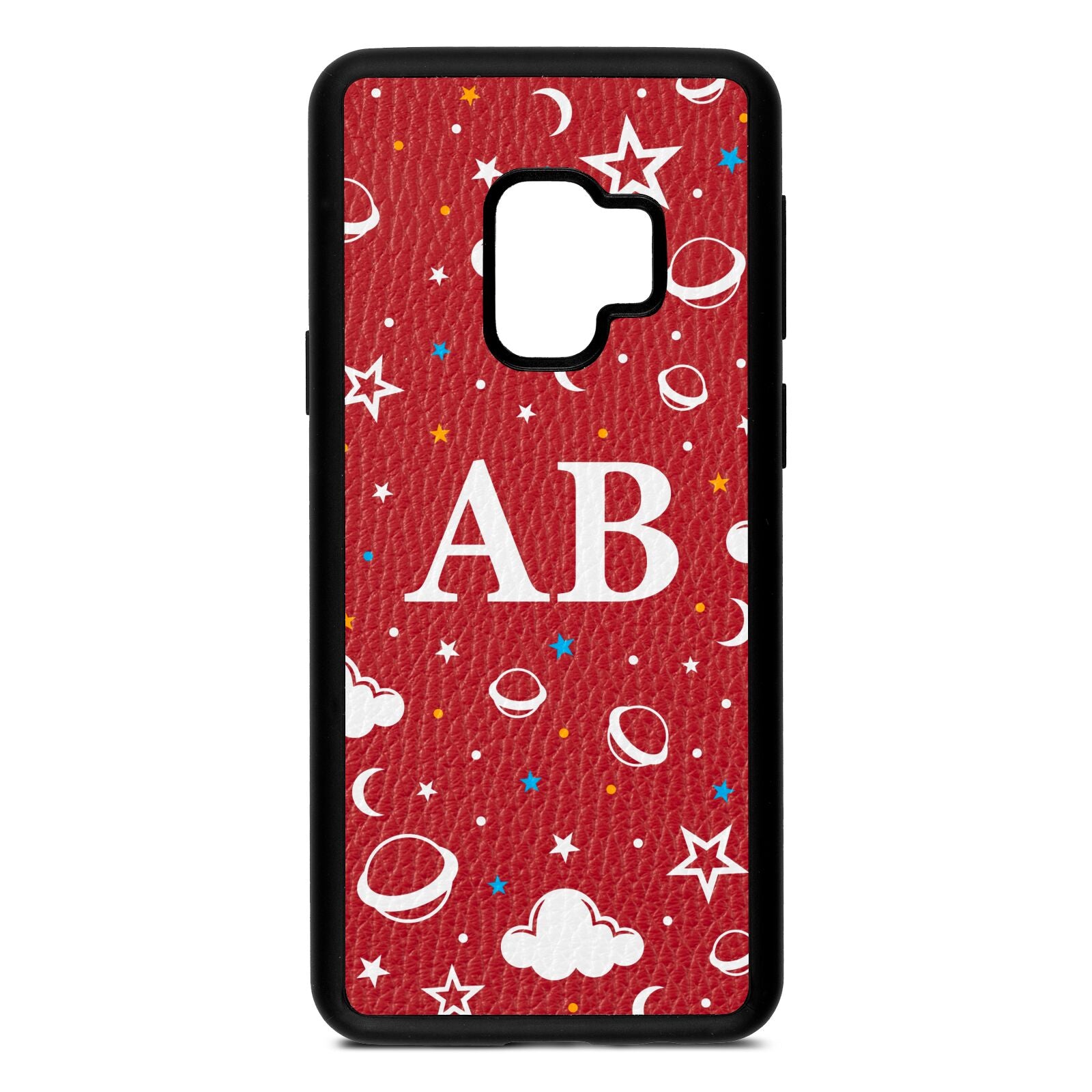 Astronomical Initials Red Pebble Leather Samsung S9 Case