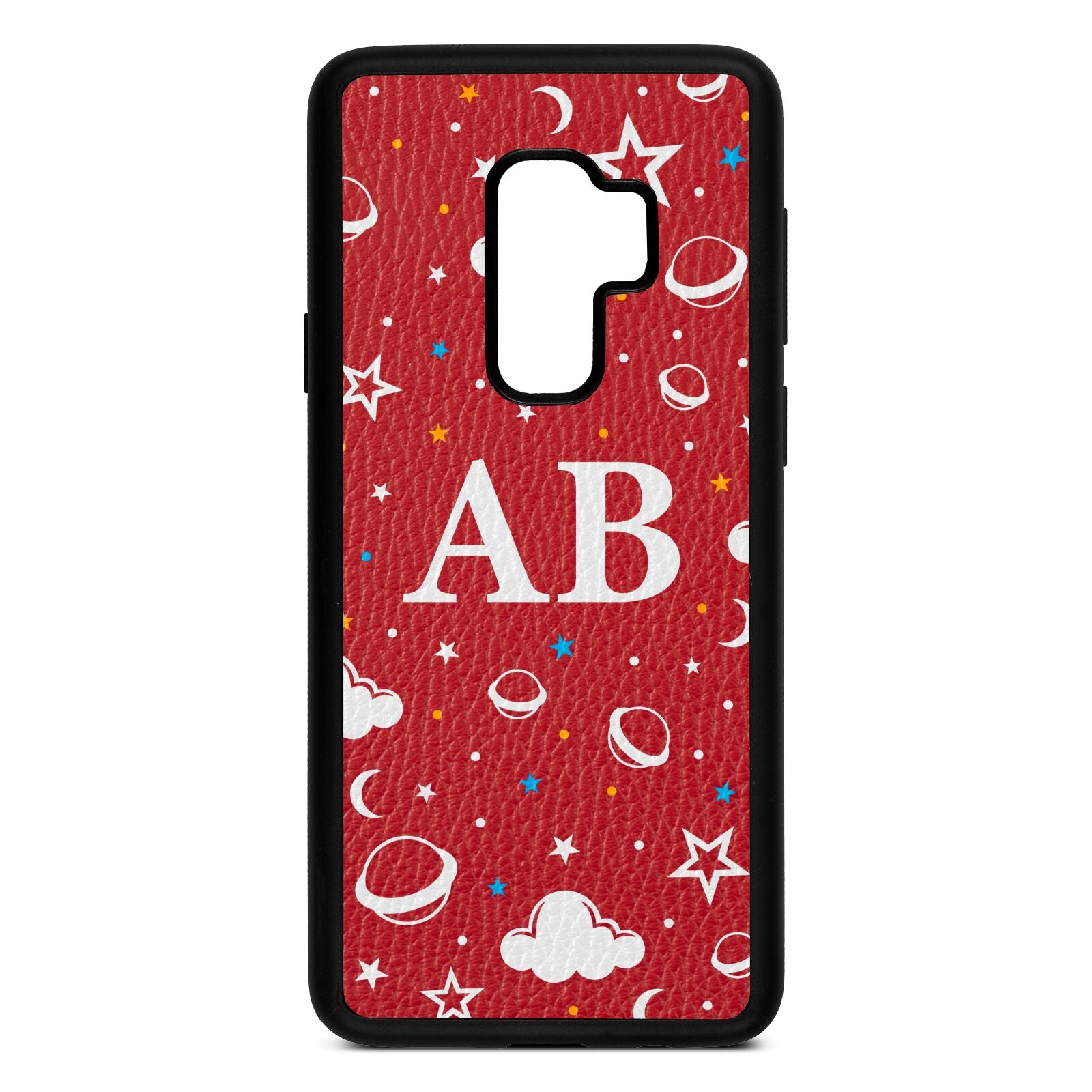 Astronomical Initials Red Pebble Leather Samsung S9 Plus Case