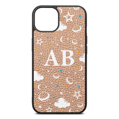 Astronomical Initials Rose Gold Pebble Leather iPhone 13 Case