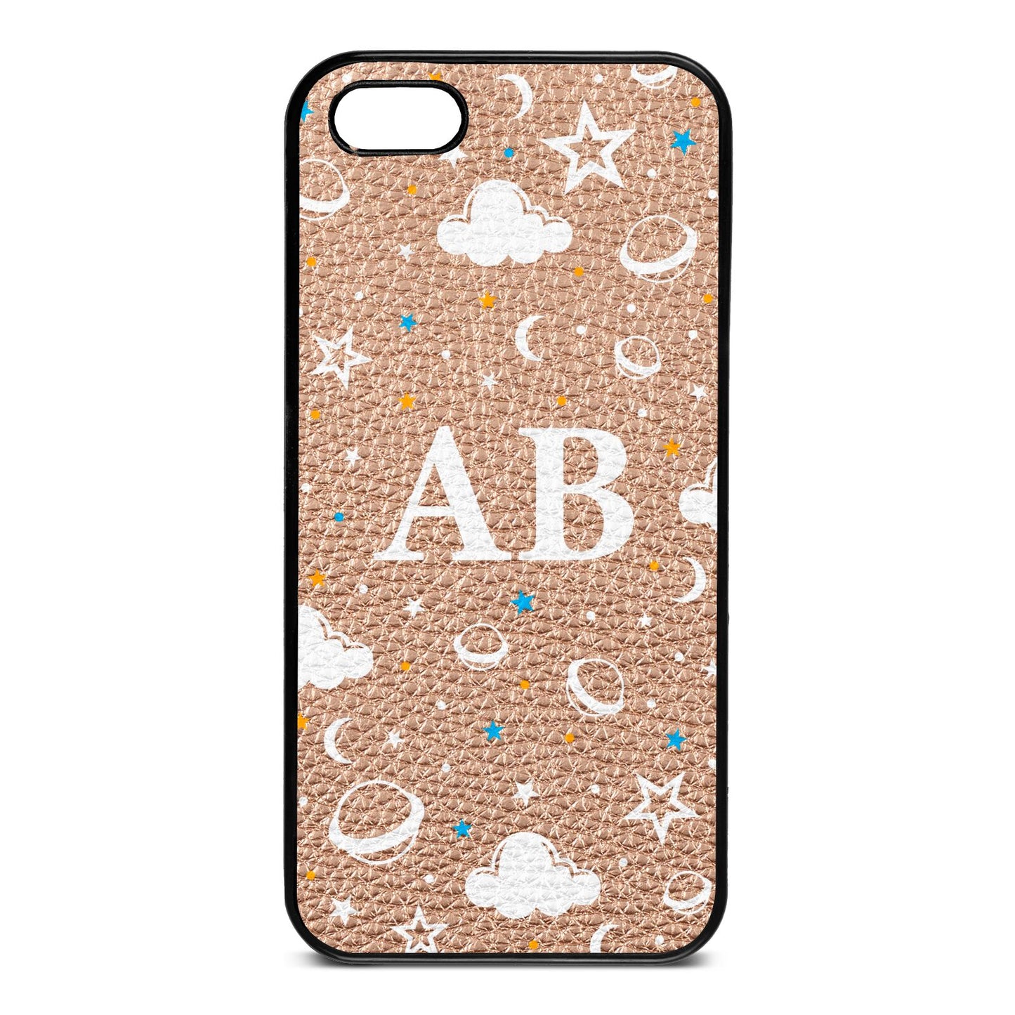 Astronomical Initials Rose Gold Pebble Leather iPhone 5 Case