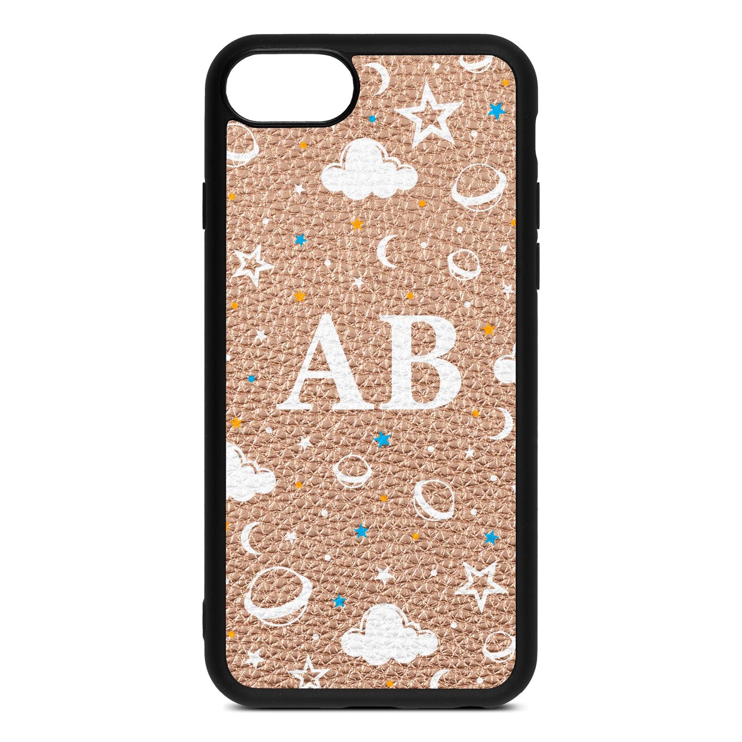 Astronomical Initials Rose Gold Pebble Leather iPhone 8 Case