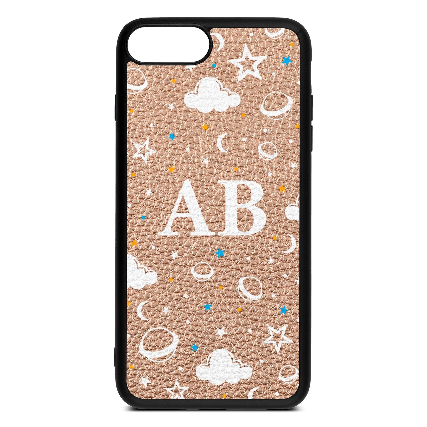 Astronomical Initials Rose Gold Pebble Leather iPhone 8 Plus Case