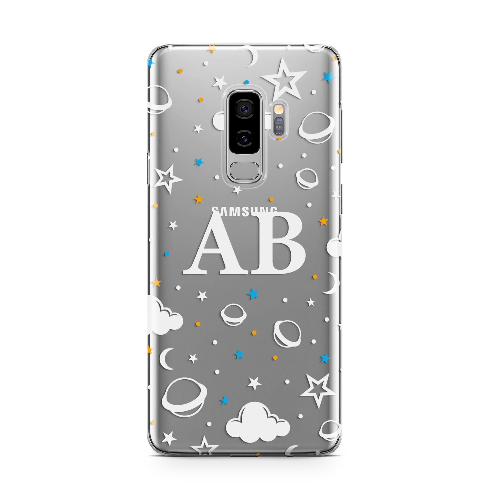 Astronomical Initials Samsung Galaxy S9 Plus Case on Silver phone