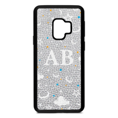 Astronomical Initials Silver Pebble Leather Samsung S9 Case