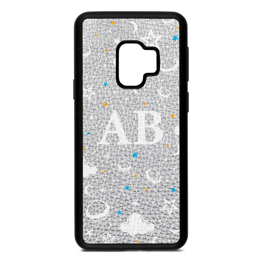 Astronomical Initials Silver Pebble Leather Samsung S9 Case