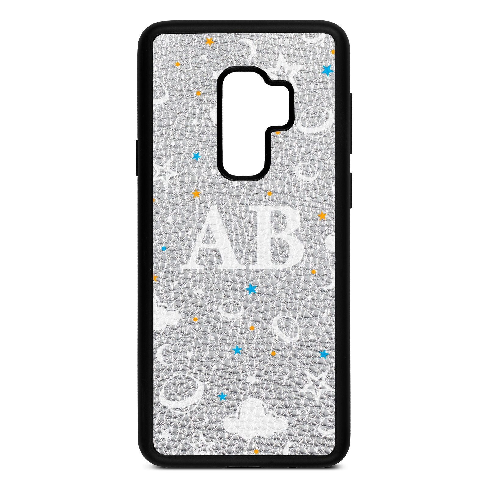 Astronomical Initials Silver Pebble Leather Samsung S9 Plus Case