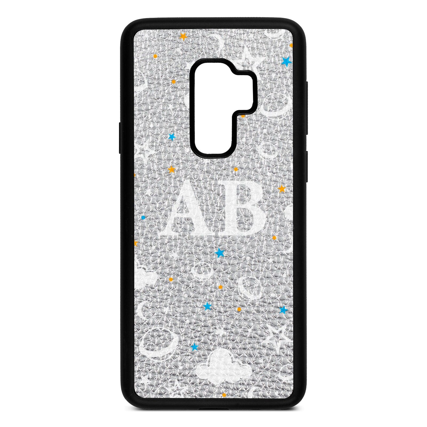 Astronomical Initials Silver Pebble Leather Samsung S9 Plus Case