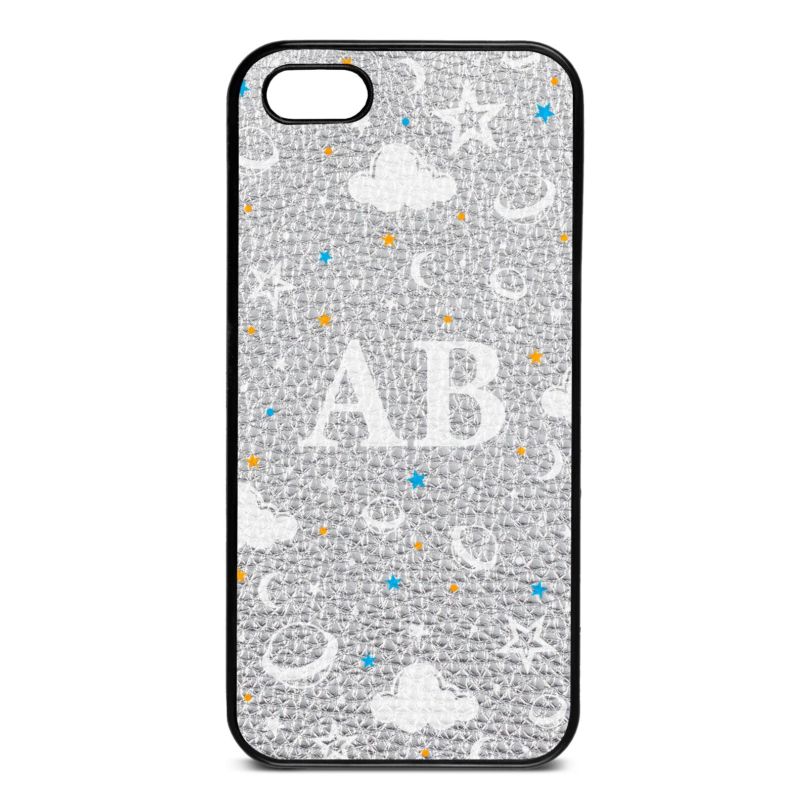 Astronomical Initials Silver Pebble Leather iPhone 5 Case