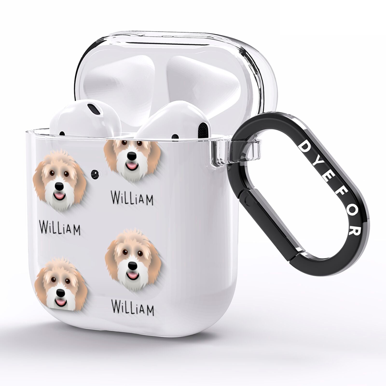 Aussiedoodle Icon with Name AirPods Clear Case Side Image