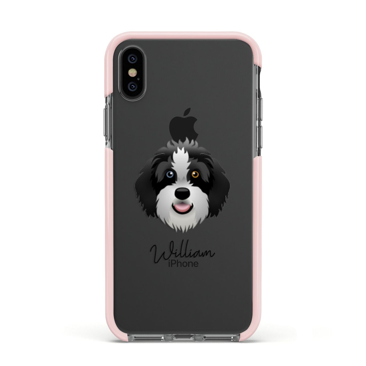 Aussiedoodle Personalised Apple iPhone Xs Impact Case Pink Edge on Black Phone