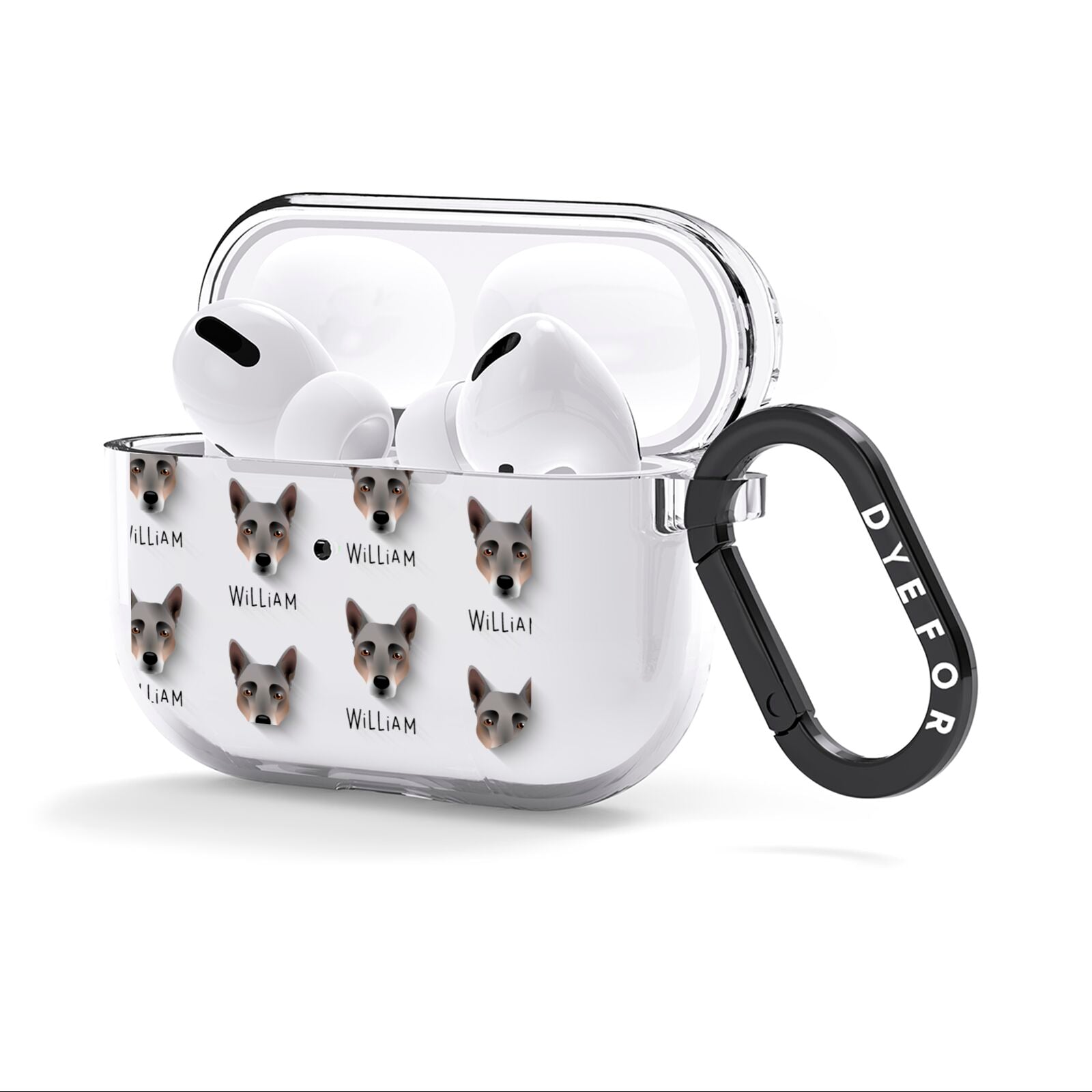 Australian Cattle Dog Icon with Name AirPods Clear Case 3rd Gen Side Image