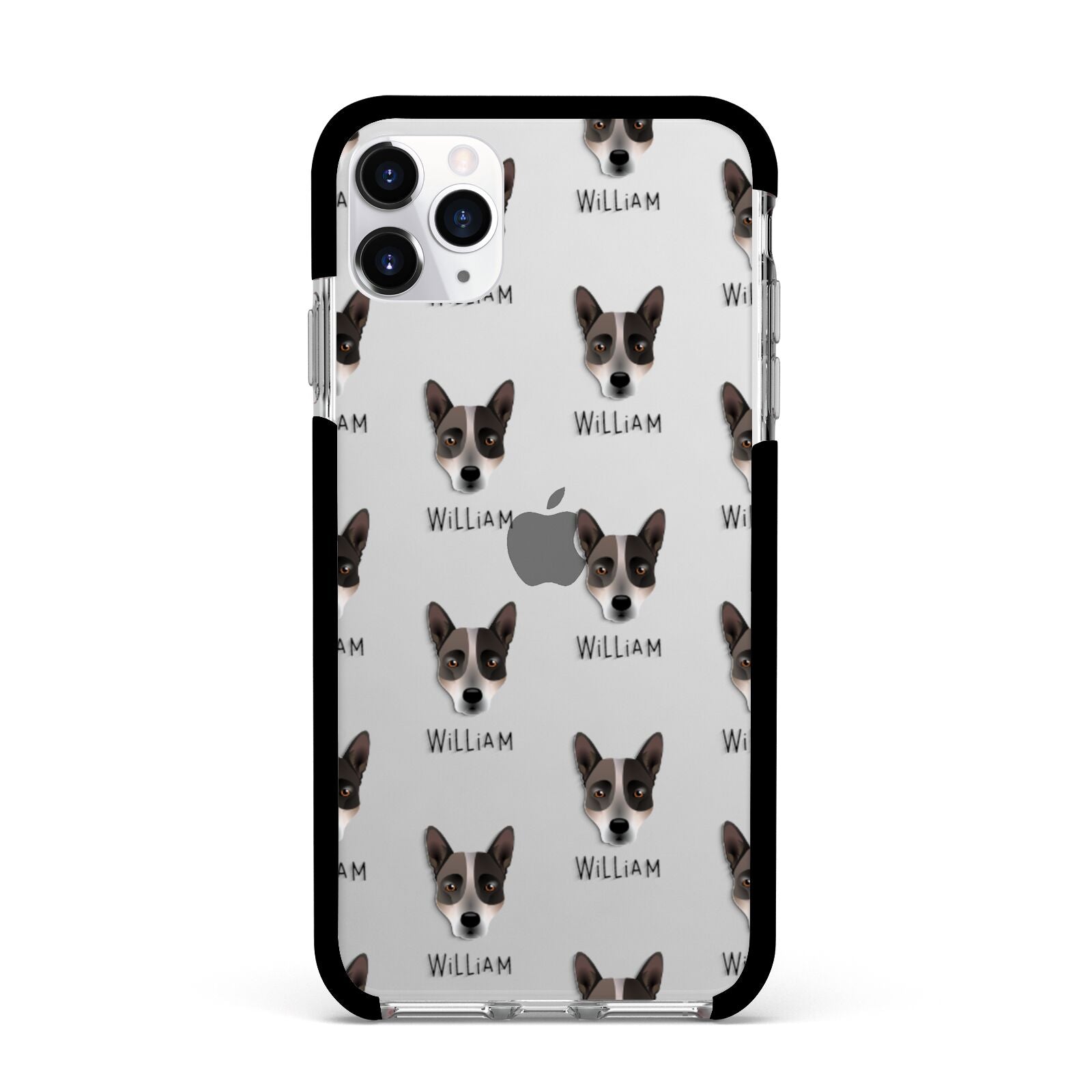 Australian Cattle Dog Icon with Name Apple iPhone 11 Pro Max in Silver with Black Impact Case