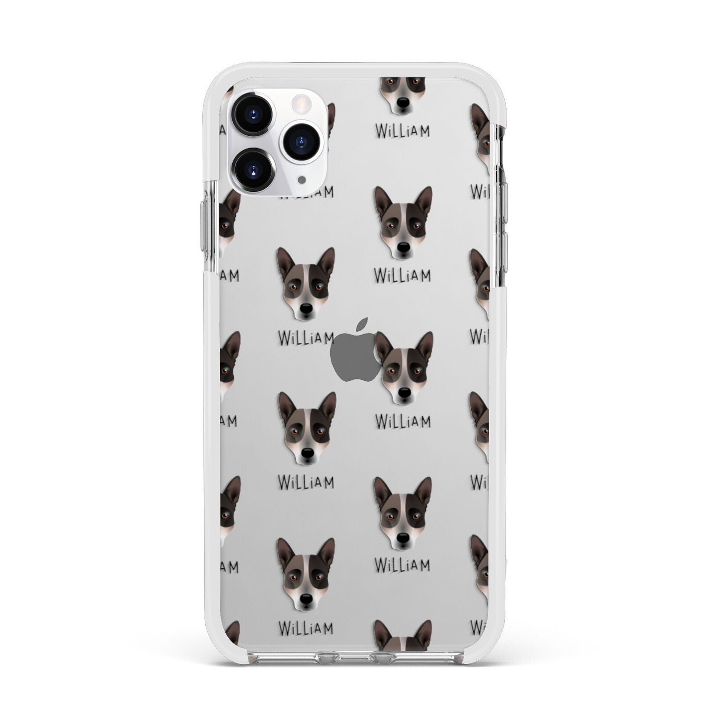 Australian Cattle Dog Icon with Name Apple iPhone 11 Pro Max in Silver with White Impact Case