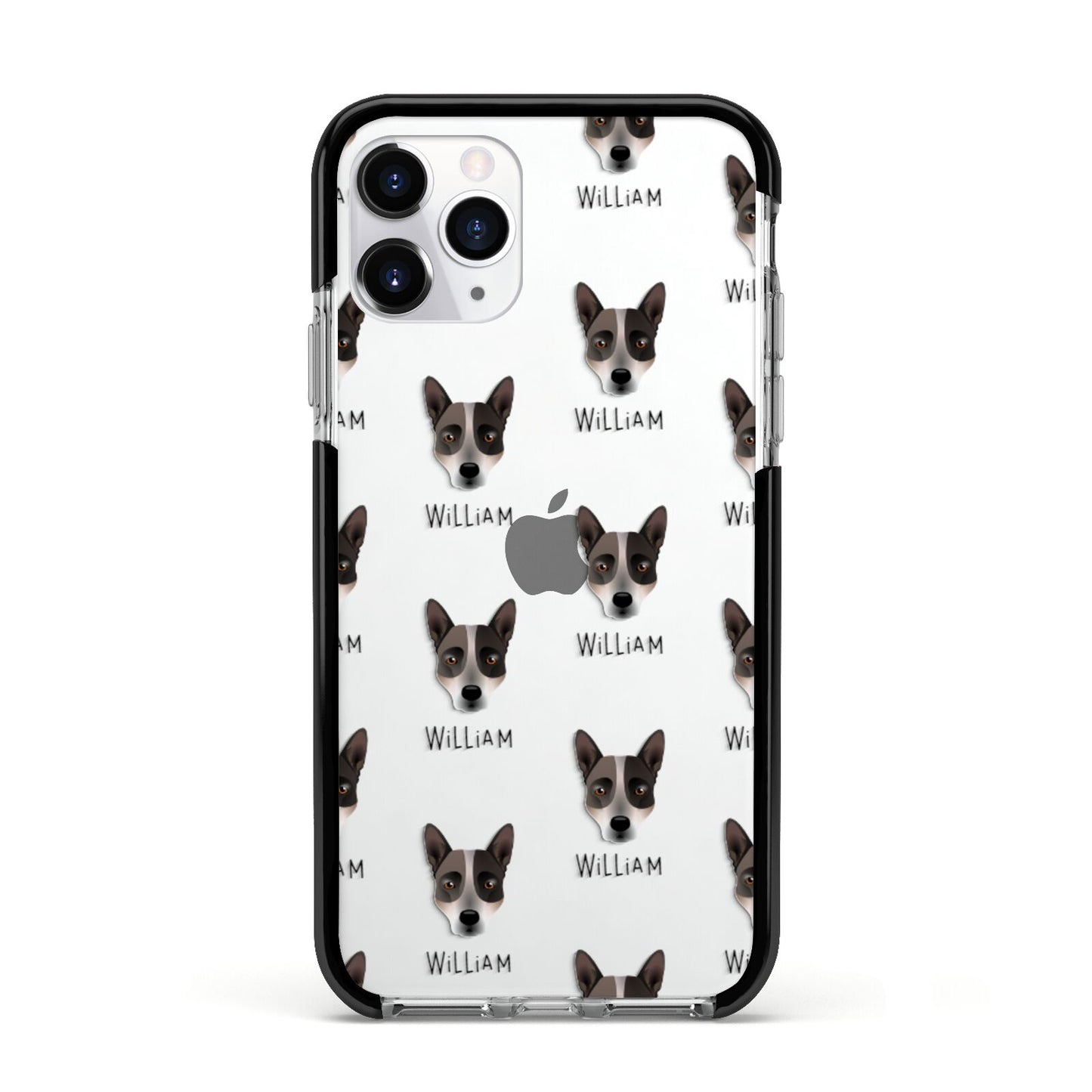 Australian Cattle Dog Icon with Name Apple iPhone 11 Pro in Silver with Black Impact Case