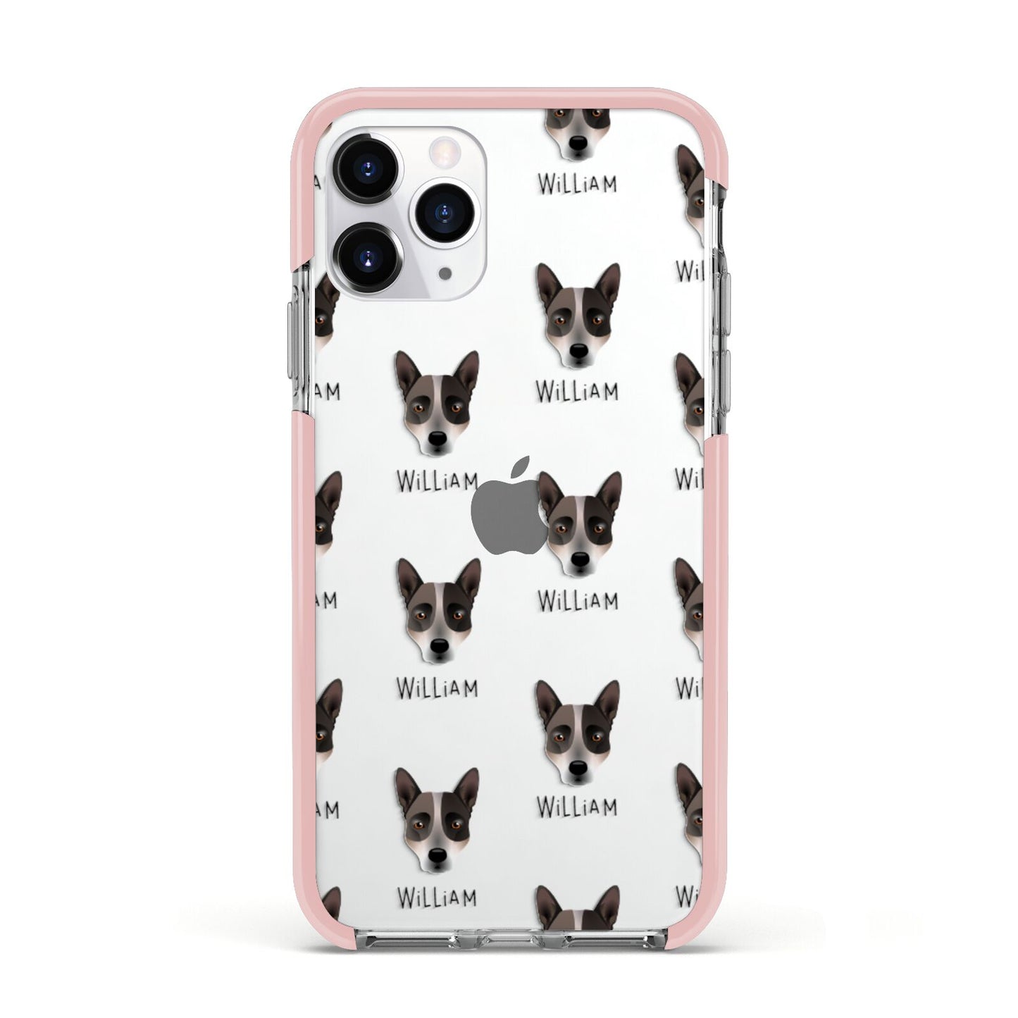 Australian Cattle Dog Icon with Name Apple iPhone 11 Pro in Silver with Pink Impact Case