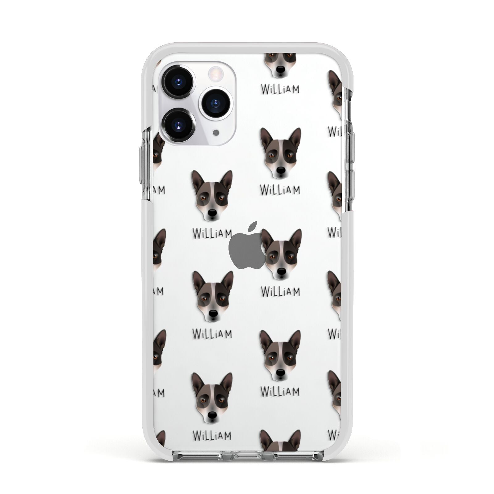 Australian Cattle Dog Icon with Name Apple iPhone 11 Pro in Silver with White Impact Case